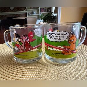 Garfield Comic Glass Mug Set - Vintage 80’s